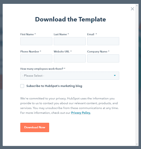 Hubspot contact form example