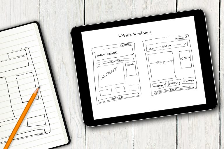 wireframe on tablet