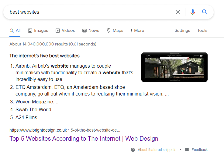 google search organic example