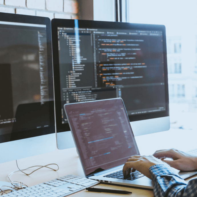 Developer programming and coding technology.