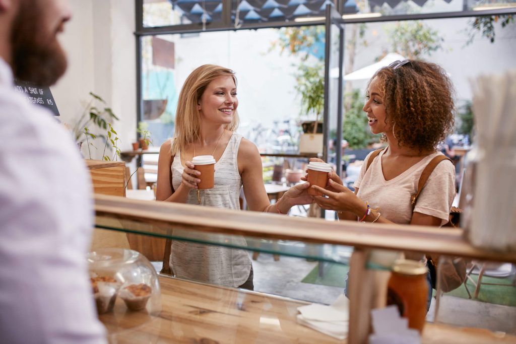 Customer paying at a cafe with credit card