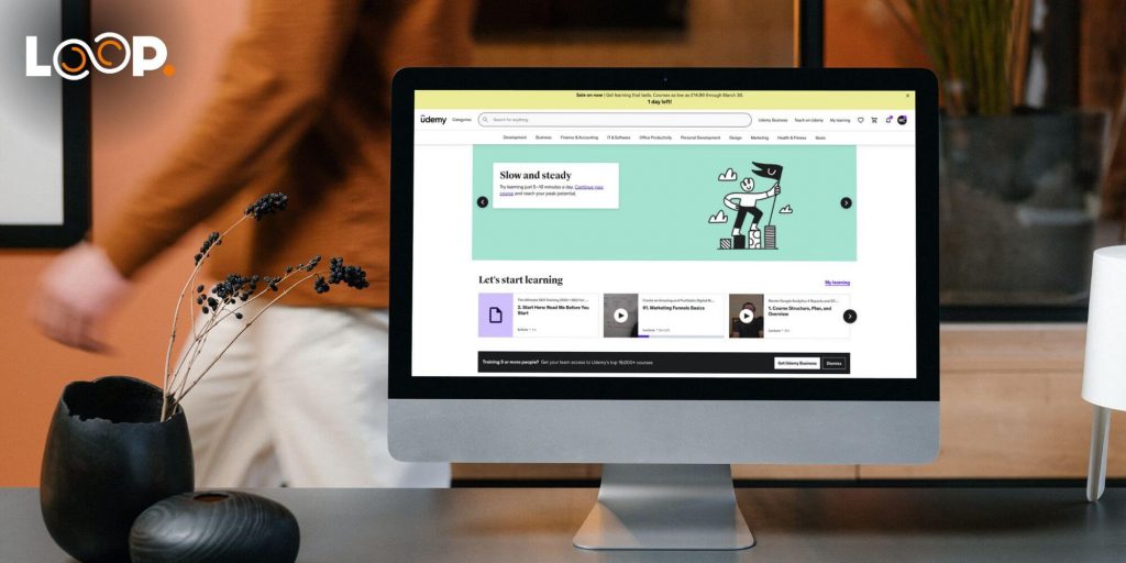 example of educational website on a desktop - udemy
