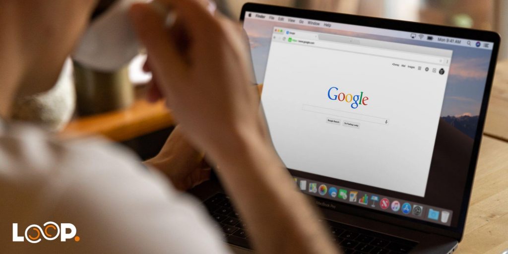 a person using google search engine.