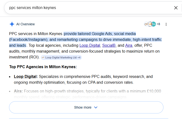 Loop digital in AI overview for PPC Services