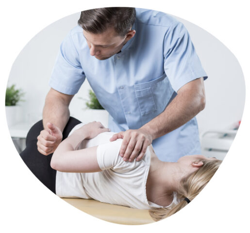 Physiotherapist working on a client