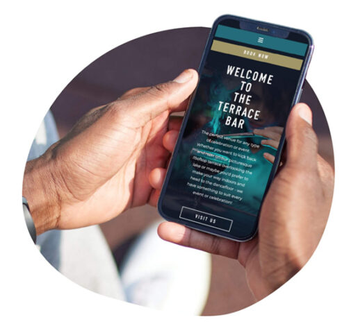 The Terrace Bar website on a mobile phone - Loop Digital