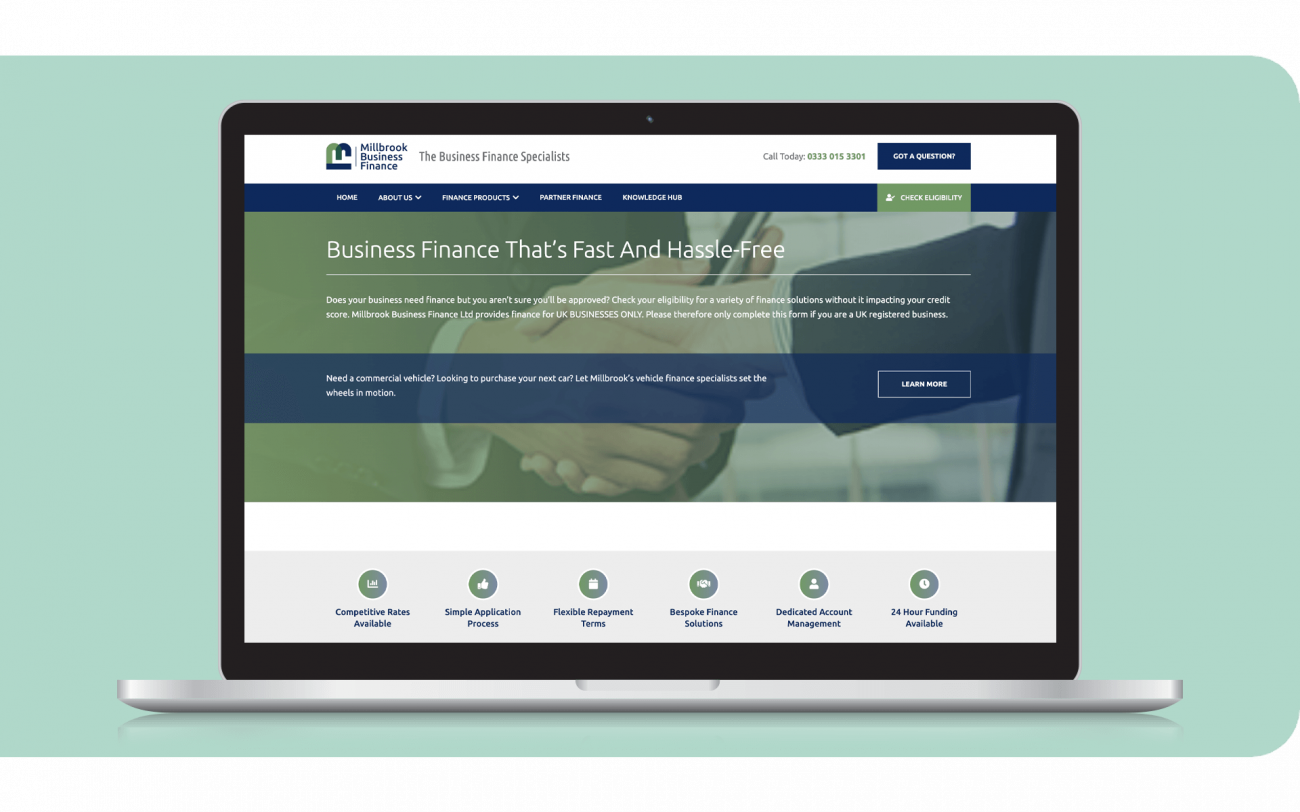 Millbrook Business Finance - Website Design Services - Loop Digital