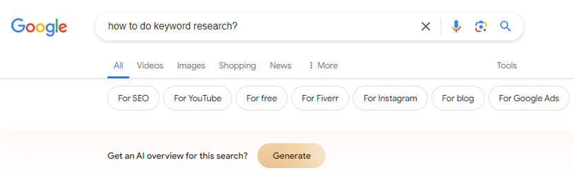 Google search on how to do keyword research