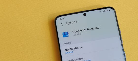 Google my business app installed on a smartphone
