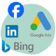 Facebook, LinkedIn, Bing and Google Ads logos
