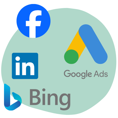 Facebook, LinkedIn, Bing and Google Ads logos