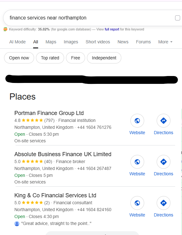 Local SEO on SERP