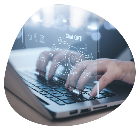 Someone using a laptop to search Chat GPT